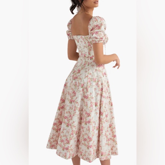 HOUSE OF CB Tallulah Floral Cotton Blend Sundress (Size XS) (White/Pink Floral) - Picture 4 of 9